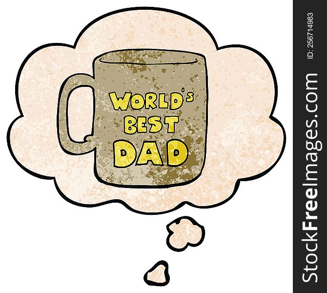 Worlds Best Dad Mug And Thought Bubble In Grunge Texture Pattern Style