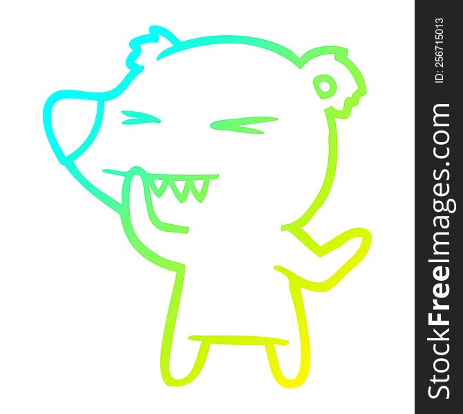 Cold Gradient Line Drawing Angry Polar Bear Cartoon Thinking