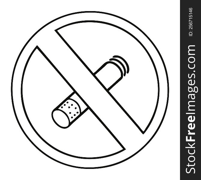 line drawing cartoon no smoking allowed sign