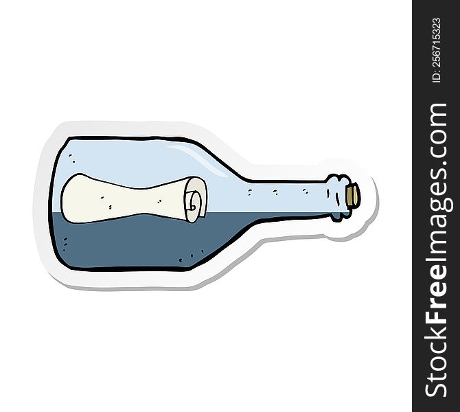 Sticker Of A Message In A Bottle Cartoon