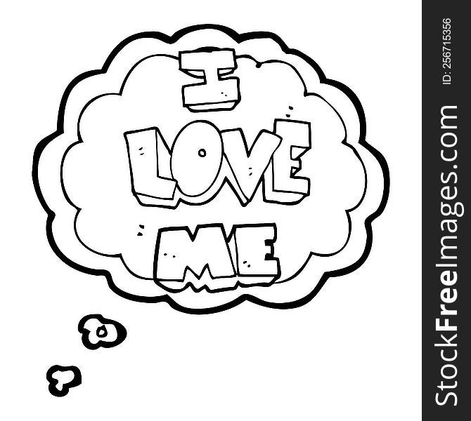 i love me freehand drawn thought bubble cartoon symbol. i love me freehand drawn thought bubble cartoon symbol