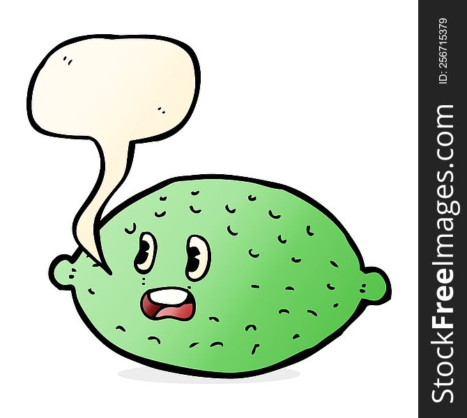 cartoon lime with speech bubble