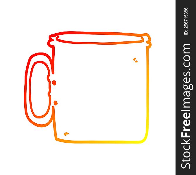 warm gradient line drawing of a cartoon camping cup of coffee