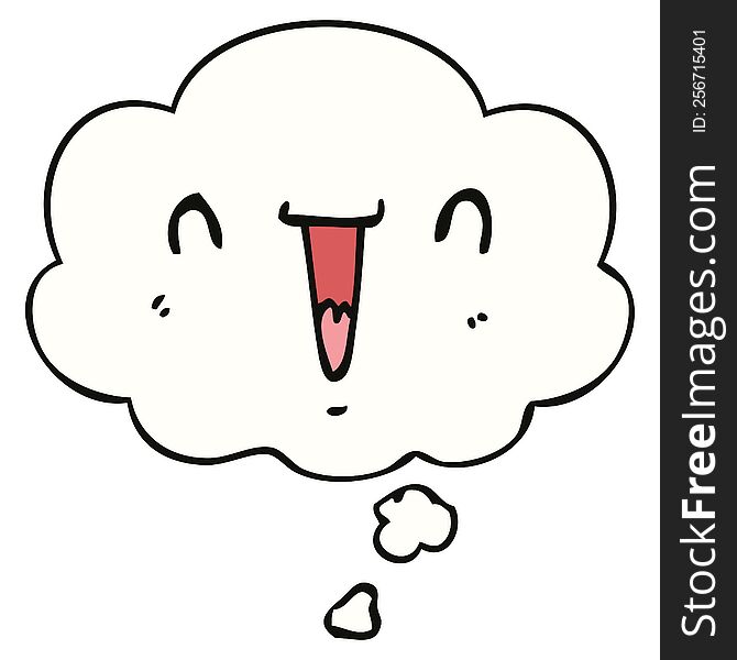 Cute Happy Cartoon Face And Thought Bubble
