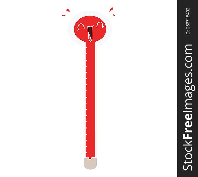 flat color style cartoon thermometer laughing