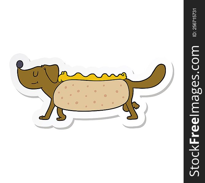 Sticker Of A Cartoon Hotdog