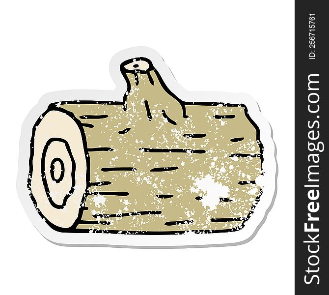 distressed sticker of a quirky hand drawn cartoon wooden log