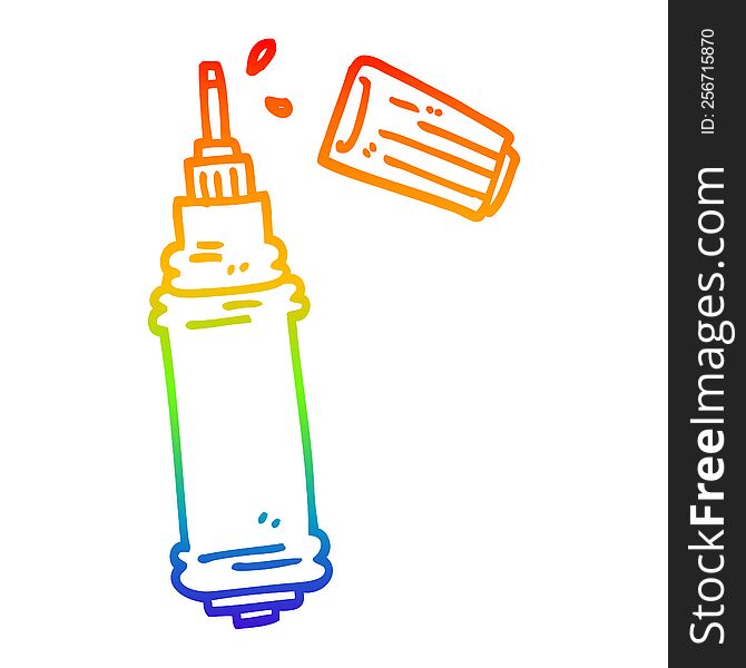 rainbow gradient line drawing of a cartoon ink pen