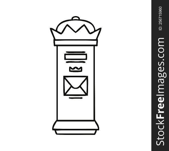 Line Drawing Cartoon British Post Box