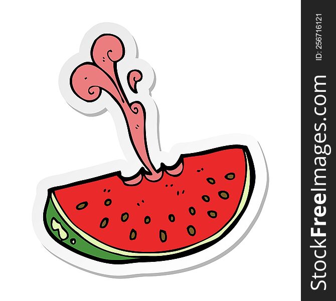 sticker of a cartoon squirting watermelon