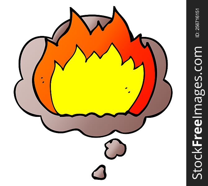 Cartoon Fire And Thought Bubble In Smooth Gradient Style