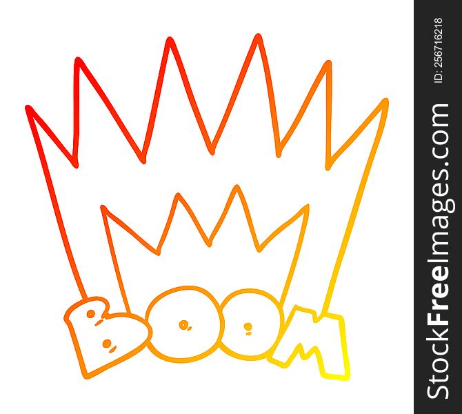 warm gradient line drawing of a cartoon boom sign