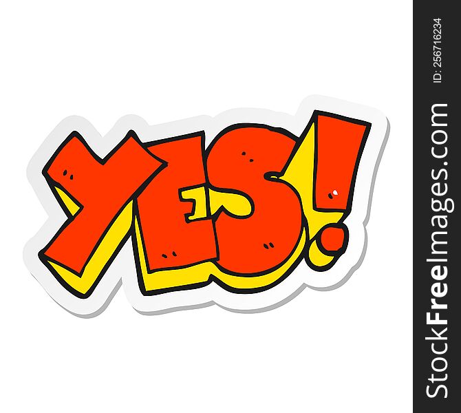 Sticker Of A Cartoon Yes Symbol