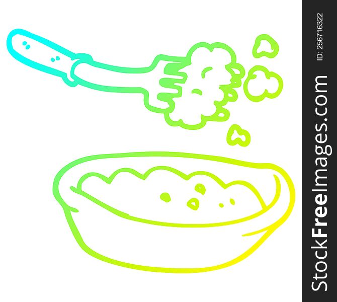 Cold Gradient Line Drawing Cartoon Bowl Of Food
