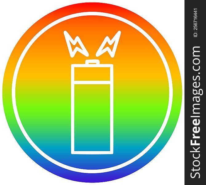 battery circular icon with rainbow gradient finish. battery circular icon with rainbow gradient finish
