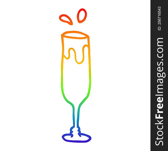 Rainbow Gradient Line Drawing Cartoon Champagne