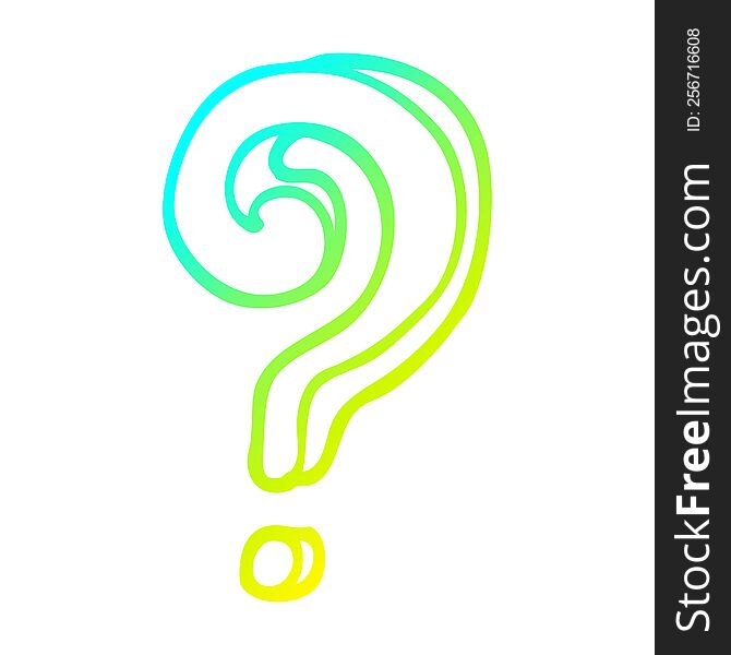 Cold Gradient Line Drawing Cartoon Question Mark