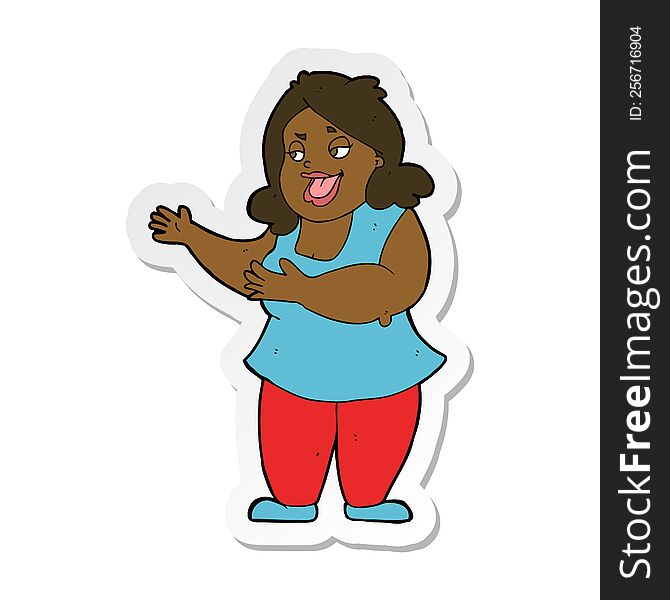 sticker of a cartoon woman singing