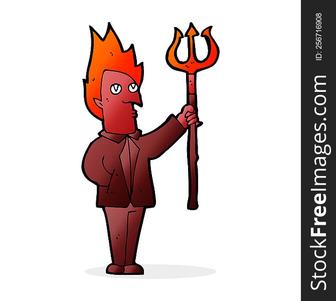 Cartoon Devil With Pitchfork