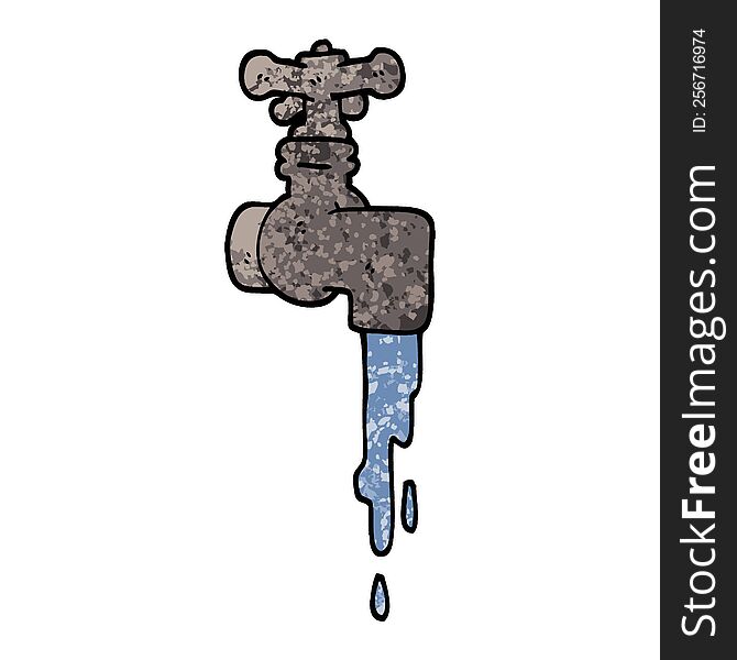 grunge textured illustration cartoon dripping faucet