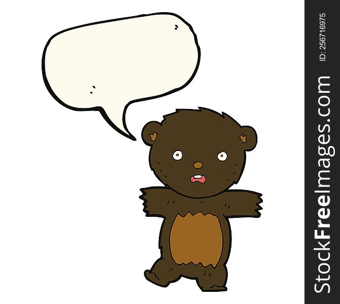 Cartoon Shocked Black Bear Cub With Thought Bubble
