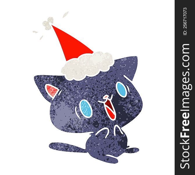 Christmas Retro Cartoon Of Kawaii Cat