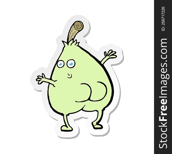 sticker of a a nice pear cartoon