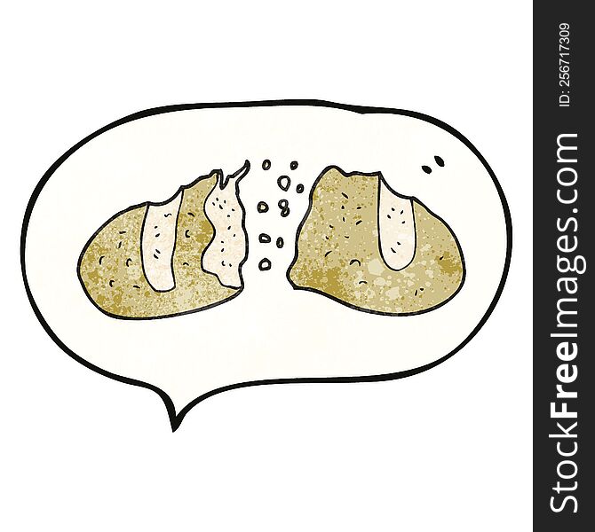 freehand speech bubble textured cartoon loaf of bread
