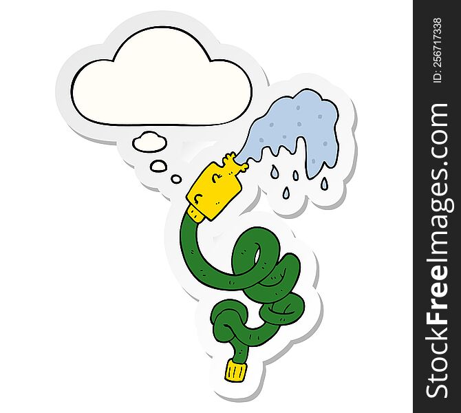 Cartoon Hosepipe And Thought Bubble As A Printed Sticker