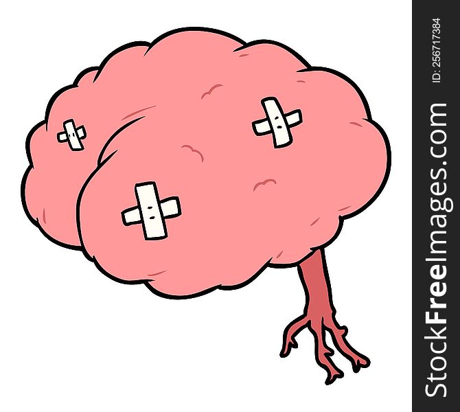 cartoon injured brain. cartoon injured brain