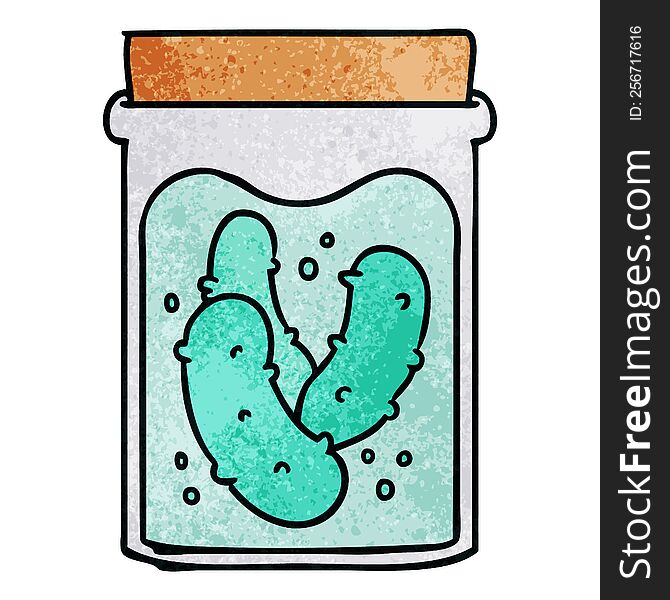 Textured Cartoon Doodle Jar Of Pickled Gherkins