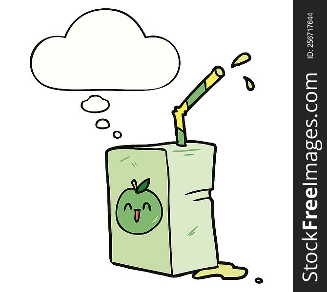 cartoon juice box with thought bubble. cartoon juice box with thought bubble