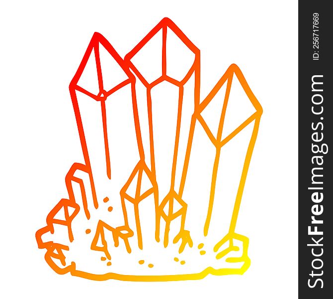 warm gradient line drawing of a cartoon natural crystals