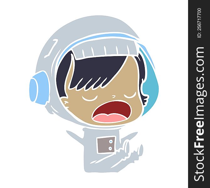 Flat Color Style Cartoon Astronaut Woman Explaining