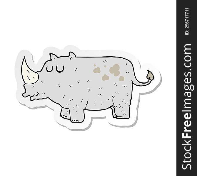 Sticker Of A Cartoon Rhino