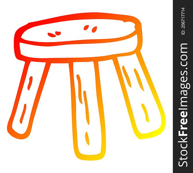 warm gradient line drawing of a cartoon small stool