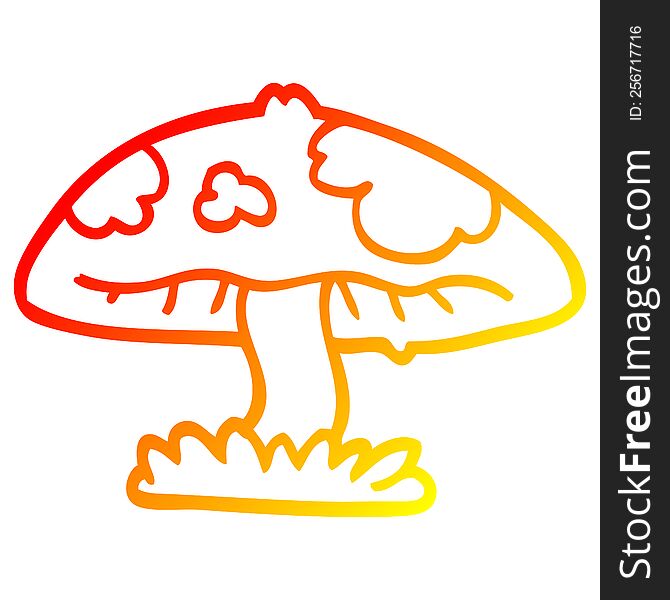 warm gradient line drawing cartoon mushroom