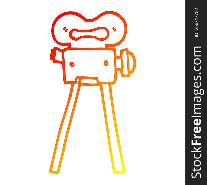 warm gradient line drawing of a cartoon film camera