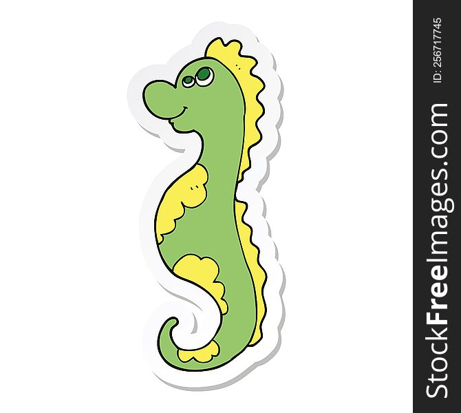 sticker of a cartoon sea horse