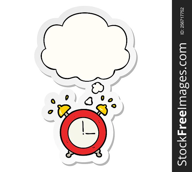 Alarm Clock And Thought Bubble As A Printed Sticker