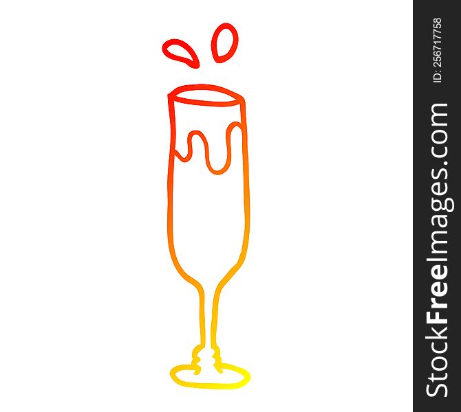 warm gradient line drawing of a cartoon champagne