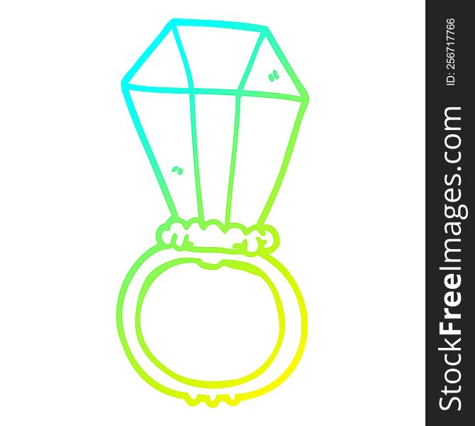 cold gradient line drawing of a cartoon engagement ring