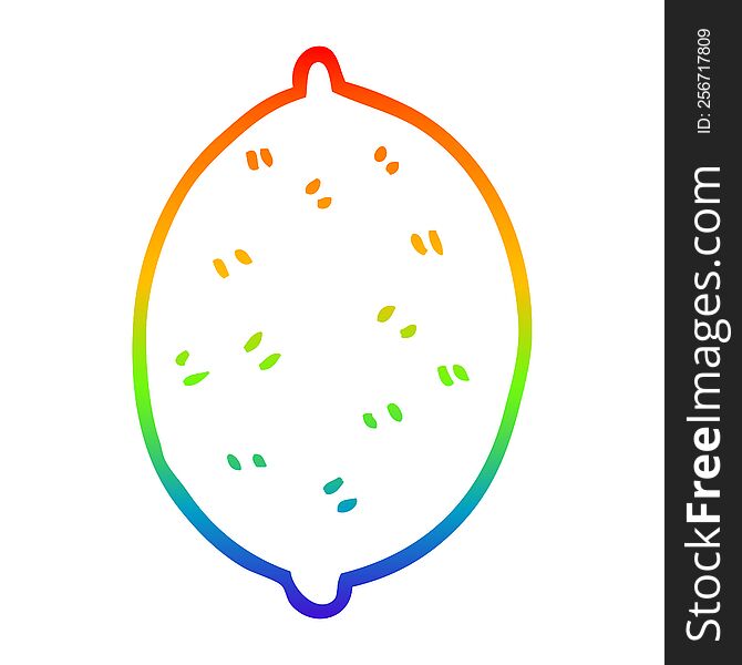 Rainbow Gradient Line Drawing Cartoon Lemon Fruit