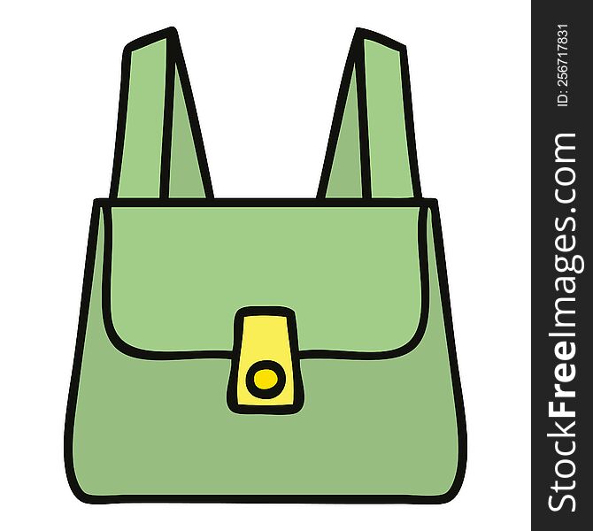 cute cartoon of a green bag. cute cartoon of a green bag