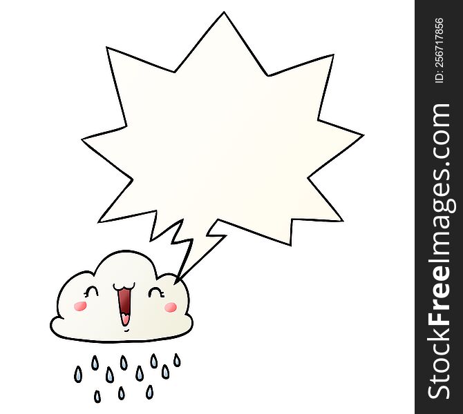 cartoon storm cloud and speech bubble in smooth gradient style