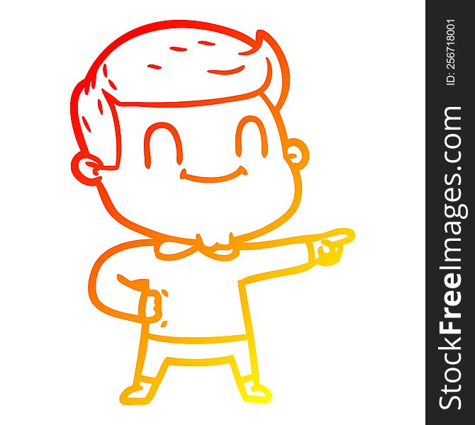 Warm Gradient Line Drawing Cartoon Friendly Man