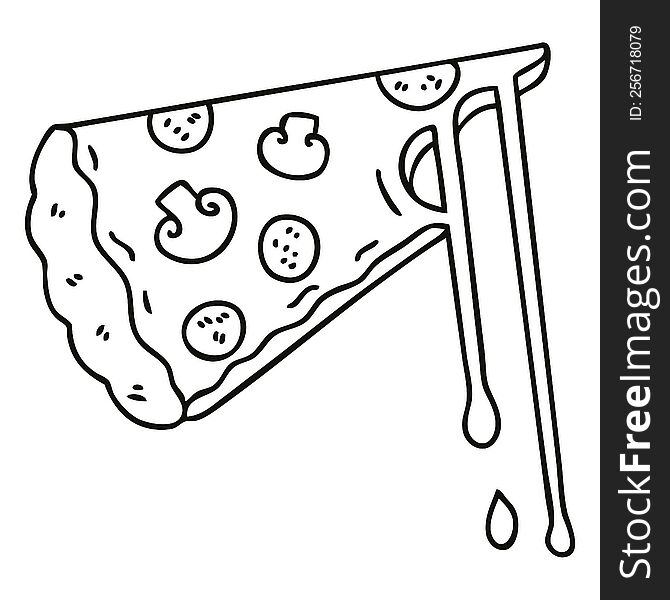 line drawing quirky cartoon cheesy pizza. line drawing quirky cartoon cheesy pizza