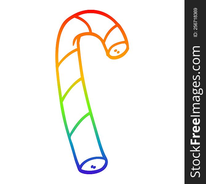 Rainbow Gradient Line Drawing Cartoon Striped Candy Cane