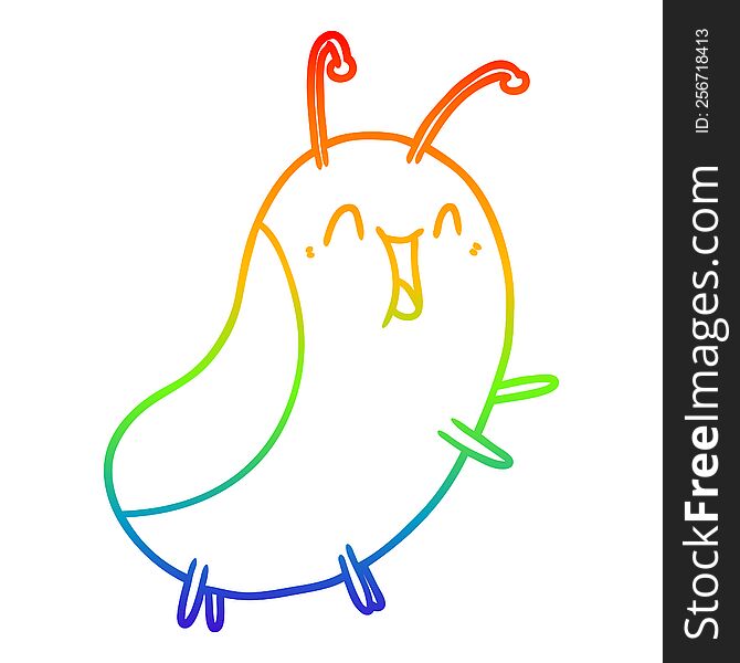 Rainbow Gradient Line Drawing Cartoon Happy Bug