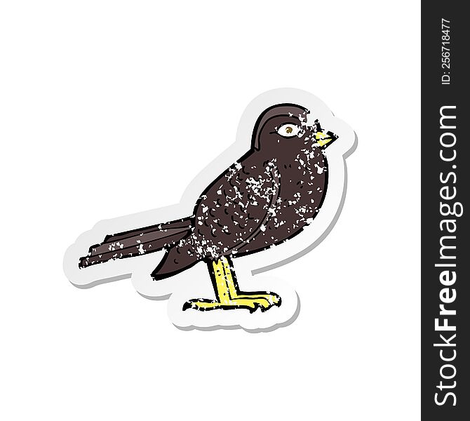 Retro Distressed Sticker Of A Cartoon Garden Bird